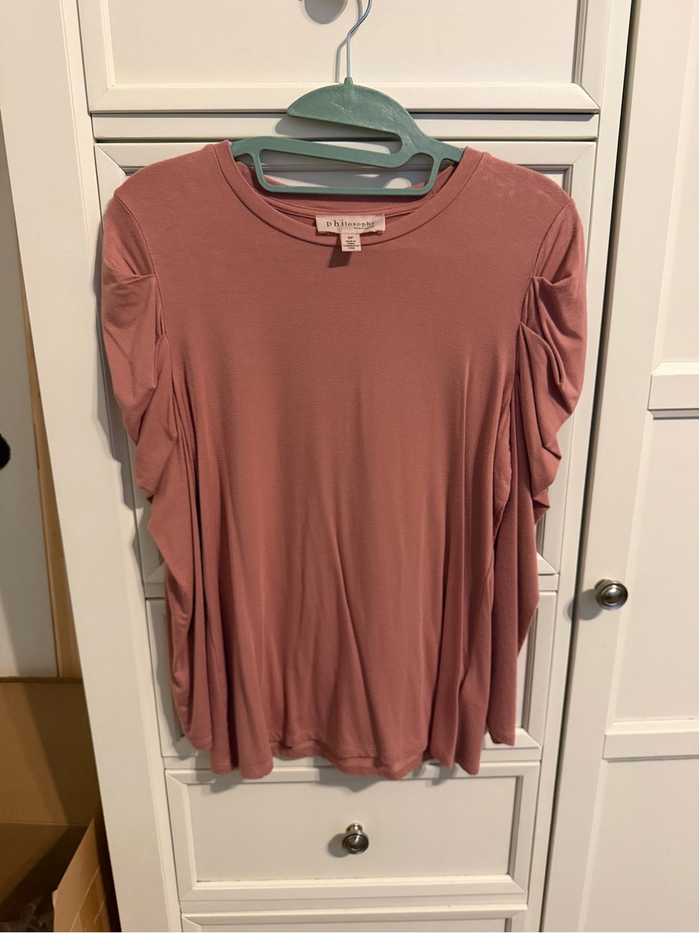 Philosophy Dusty Rose Ruched Short Sleeve Women's Tee
